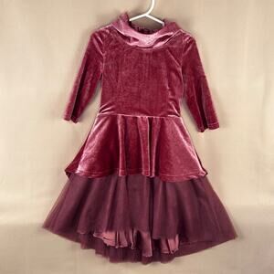 JOYFOLIE MIA JOY Dress Girls Size 5 Petticoat Velvet Burgundy Dress
